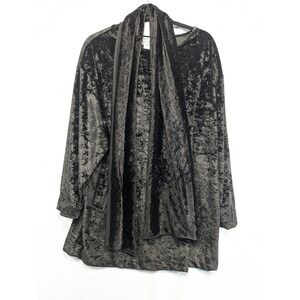 Day In Day Out Black Crushed‎ Velvet Long Sleeve Top Womens Large 16-18
